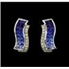 Image 1 : 3.40 ctw Blue Sapphire and Diamond Earrings - 14KT White Gold