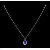 Image 1 : 2.42 ctw Tanzanite and Diamond Pendant With Chain - 14KT White Gold