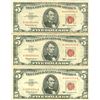 Image 1 : 1963 $5 VG/XF Red Seal Note Lot of 3