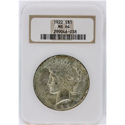 1922 NGC MS64 Peace Silver Dollar