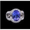 Image 2 : 6.13 ctw Tanzanite and Diamond Ring - 14KT White Gold