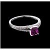 Image 1 : 0.99 ctw Pink Sapphire and Diamond Ring - 18KT White Gold