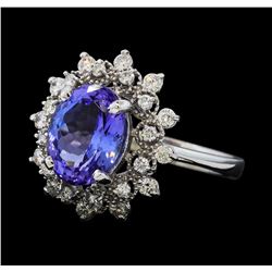 3.21 ctw Tanzanite and Diamond Ring - 14KT White Gold