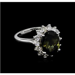 4.18 ctw Tourmaline and Diamond Ring - 14KT White Gold