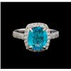 Image 2 : 3.04 ctw Apatite and Diamond Ring - 14KT White Gold