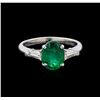 Image 2 : 1.54 ctw Emerald and Diamond Ring - 14KT White Gold