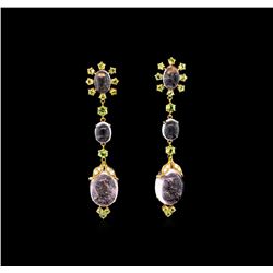 36.43 Morganite, Periodot, and Diamond Earrings - 18KT Rose Gold