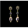 Image 1 : 36.43 Morganite, Periodot, and Diamond Earrings - 18KT Rose Gold