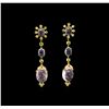 Image 1 : 36.43 Morganite, Periodot, and Diamond Earrings - 18KT Rose Gold