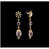 Image 2 : 36.43 Morganite, Periodot, and Diamond Earrings - 18KT Rose Gold