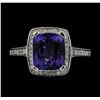 Image 2 : 3.91 ctw Tanzanite and Diamond Ring - 14KT White Gold