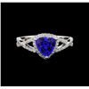 Image 2 : 1.38 ctw Tanzanite and Diamond Ring - 14KT White Gold