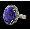 Image 1 : GIA Cert 15.48 ctw Tanzanite and Diamond Ring - 14KT White Gold