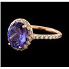 Image 1 : 3.95 ctw Tanzanite and Diamond Ring - 14KT Rose Gold