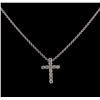 Image 1 : 0.31 ctw Diamond Cross Pendant With Chain - 14KT White Gold