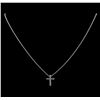 Image 2 : 0.31 ctw Diamond Cross Pendant With Chain - 14KT White Gold