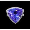 Image 2 : GIA Cert 16.05 ctw Tanzanite and Diamond Ring - 14KT White Gold