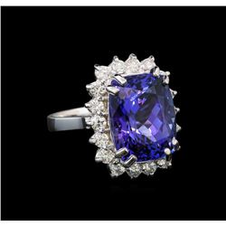 14KT White Gold 8.25 ctw Tanzanite and Diamond Ring