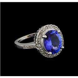 3.65 ctw Tanzanite and Diamond Ring - 14KT White Gold