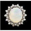 Image 2 : 8.00 ctw Opal and Diamond Ring - 14KT White Gold