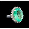 Image 1 : GIA Cert 8.68 ctw Emerald and Diamond Ring - 14KT White Gold