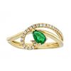 Image 1 : 0.31 ctw Emerald and Diamond Ring - 18KT Yellow Gold