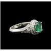 Image 2 : 1.25 ctw Emerald and Diamond Ring - 14KT White Gold