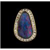 Image 1 : 10.00 ctw Boulder Opal and Diamond Pendant - 14KT Yellow Gold