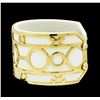 Image 2 : Triple Circle Design Cuff Bracelet - Metal and Leather