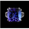 Image 2 : 22.50 ctw Tanzanite and Diamond Ring - 14KT White Gold