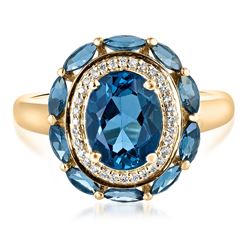 2.22 ctw Topaz and Diamond Ring - 10KT Yellow Gold