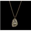 Image 2 : Assym Filigree Crystal Pendant Necklace - Gold Plated