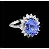 Image 1 : 8.72 ctw Tanzanite and Diamond Ring - 14KT White Gold