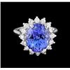 Image 2 : 8.72 ctw Tanzanite and Diamond Ring - 14KT White Gold