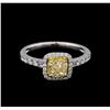 Image 2 : 14KT White Gold 1.05 ctw SI1/Light Yellow Diamond Ring