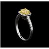 Image 4 : 14KT White Gold 1.05 ctw SI1/Light Yellow Diamond Ring