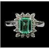 Image 2 : 1.35 ctw Emerald and Diamond Ring - 14KT White Gold