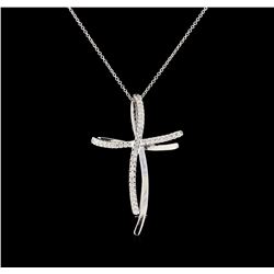 1.23 ctw Diamond Cross Pin/Pendant with Chain - 18KT White Gold