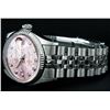 Image 7 : Rolex Stainless Steel Pink Floral Diamond DateJust Men's Watch