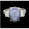 Image 2 : 6.30 ctw Star Sapphire and Diamond Ring - Platinum