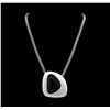 Image 1 : Asymmetry Stone Pendant Short Necklace - Rhodium