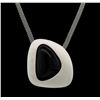 Image 2 : Asymmetry Stone Pendant Short Necklace - Rhodium