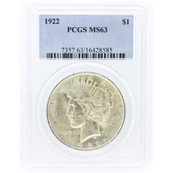 1922 PCGS MS63 Peace Silver Dollar