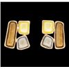 Image 1 : Tri Color Rectangle Earrings - Rose Gold Plated