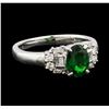 Image 1 : 1.14 ctw Green Garnet and Diamond Ring - 18KT White Gold