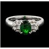 Image 2 : 1.14 ctw Green Garnet and Diamond Ring - 18KT White Gold