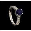 Image 4 : 1.80 ctw Blue Sapphire and Diamond Ring - 14KT White Gold