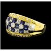 Image 1 : 1.50 ctw Sapphire and Diamond Ring - 18KT Yellow Gold and Platinum