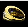 Image 3 : 1.50 ctw Sapphire and Diamond Ring - 18KT Yellow Gold and Platinum