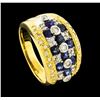 Image 4 : 1.50 ctw Sapphire and Diamond Ring - 18KT Yellow Gold and Platinum